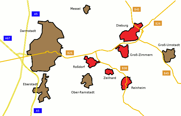 Karte Südhessen